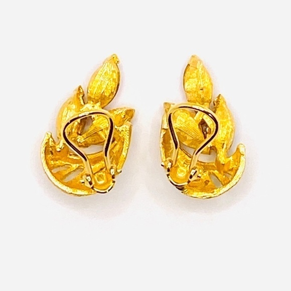 Clip Ons Earrings Gold Tone Pink Crystals - Picture 6 of 15